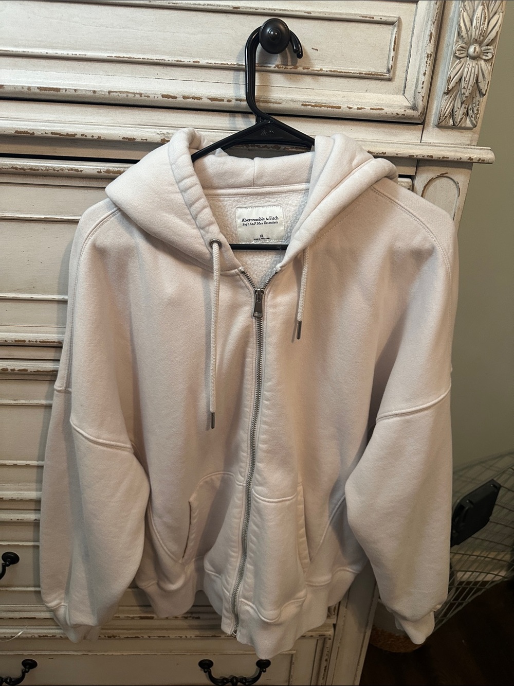 Abercrombie & Fitch Cream Full-Zip Hoodie